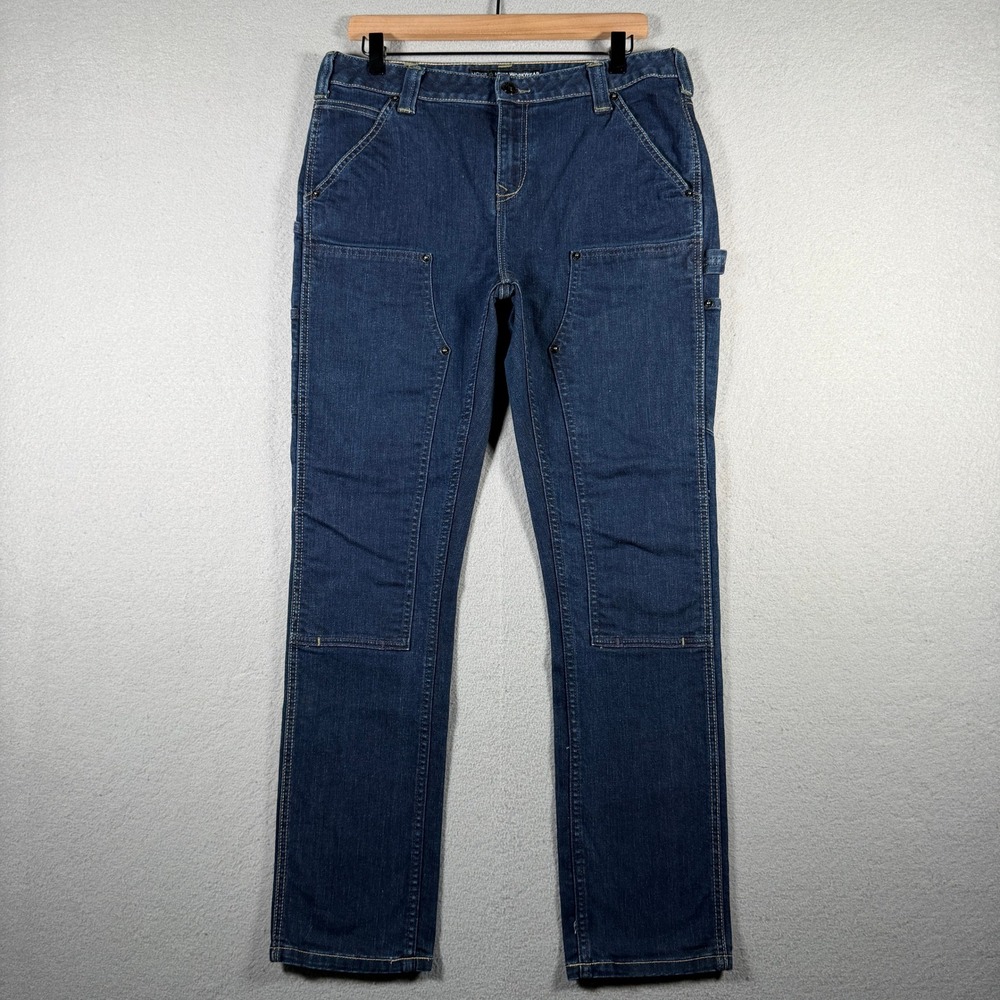 Moxie & Moss The Maven Double Front Workwear Jeans Dark Wash Blue 32/30